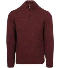 Discount Half Zip Trui Donnegal Tweed Eco Wool Bordeaux Heren Truien & Cardigans