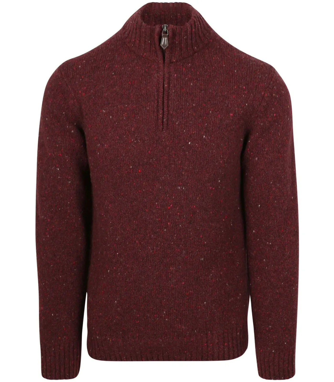 Discount Half Zip Trui Donnegal Tweed Eco Wool Bordeaux Heren Truien & Cardigans