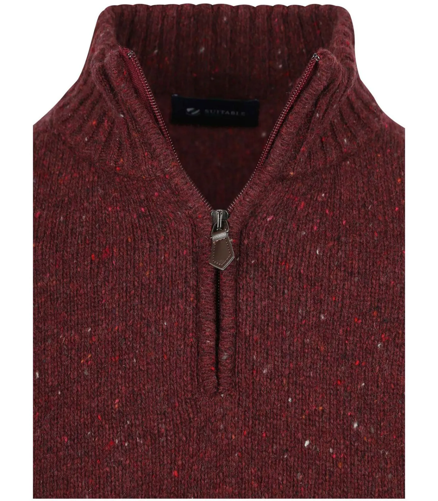 Discount Half Zip Trui Donnegal Tweed Eco Wool Bordeaux Heren Truien & Cardigans