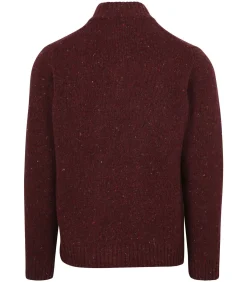 Discount Half Zip Trui Donnegal Tweed Eco Wool Bordeaux Heren Truien & Cardigans