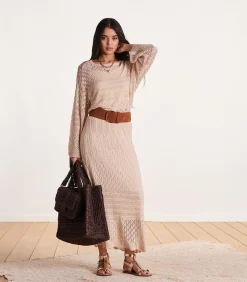 DAMES La Fée Maraboutée Halflange beige gehaakte rok