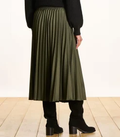 Online Halflange kaki plooirok van flanel DAMES Rokken