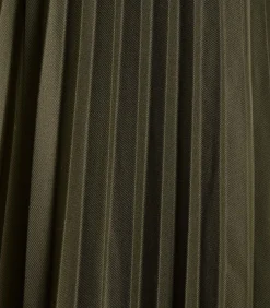 Online Halflange kaki plooirok van flanel DAMES Rokken