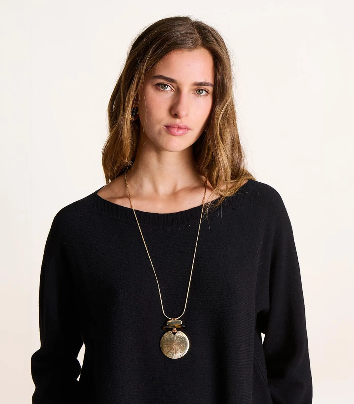 Clearance Halsketting met tweekleurig goud en bruin hars DAMES Halskettingen