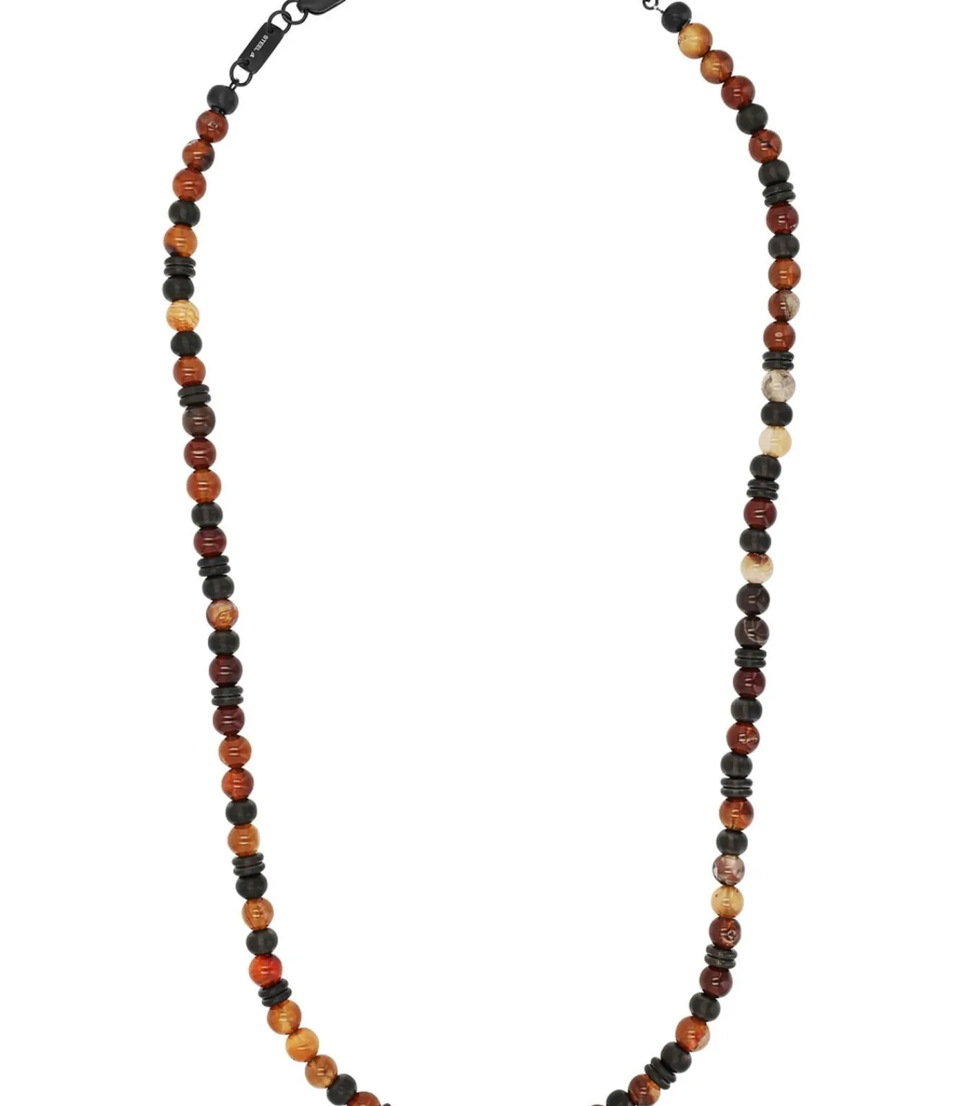 Sale Halsketting voor mannen, roestvrij staal, stalen kralen, agaat Heren Kettingen