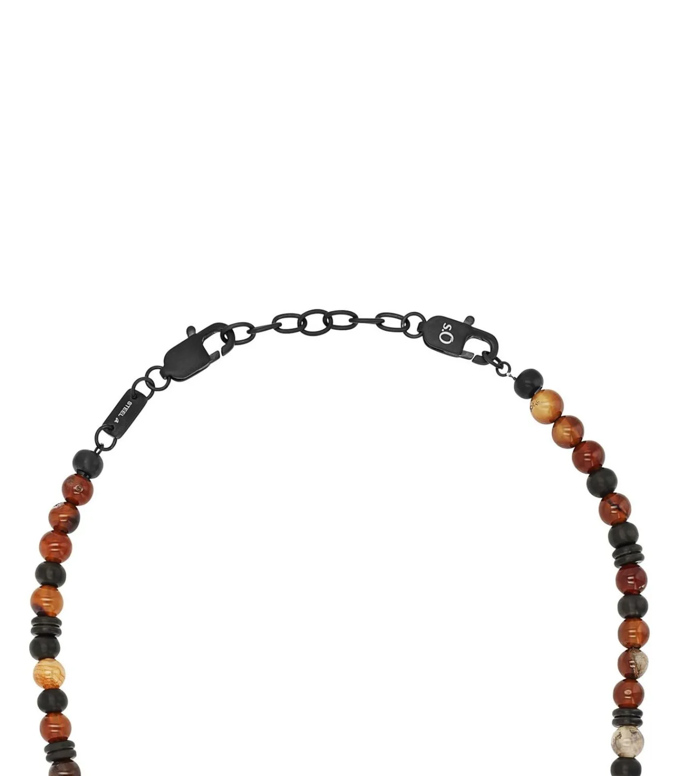 Sale Halsketting voor mannen, roestvrij staal, stalen kralen, agaat Heren Kettingen