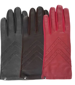 Handschoenen van tactiel leer en stof voor dames Rood DAMES Handschoenen