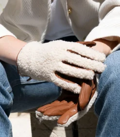 DAMES ISOTONER Handschoenen voor dames Warm leer Sherpa/Cognac