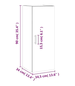 vidaXL Hangkast 34,5x34x90 cm gerookt eikenkleurig