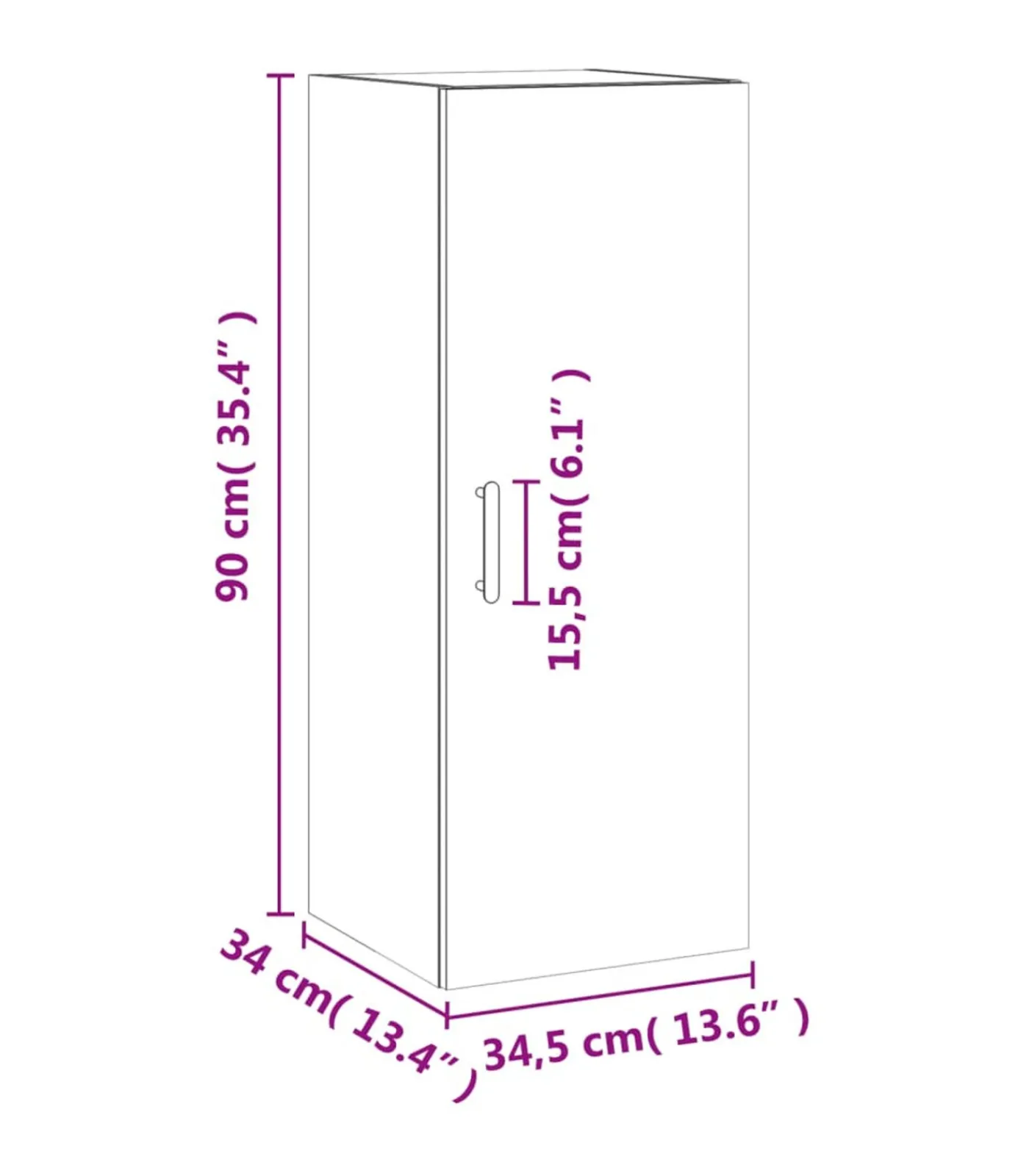 vidaXL Hangkast 34,5x34x90 cm gerookt eikenkleurig
