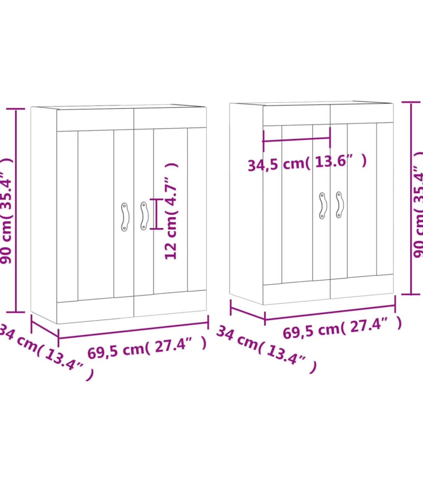 Best Hangkasten 2 st bewerkt hout wit Meubels