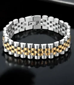 Outlet Heren Armband Jubilee - Zilver / Goud Kleurig - Staal Heren Armbanden