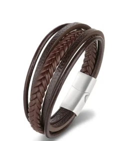 Heren TrendFox Heren Armband Leder - Bruin met Zilver Kleurige Sluiting