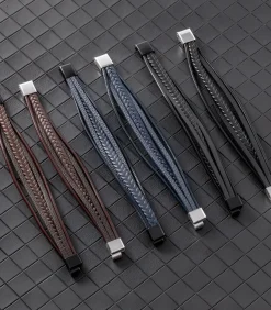 Heren Armband Leder - Zwart met Zilver Kleurige Sluiting Heren Armbanden