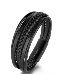 Heren Armband Leder - Zwart met Zwarte Sluiting Heren Armbanden