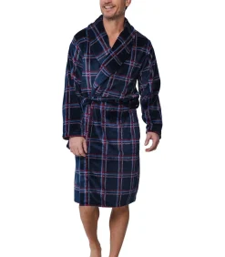 Clearance Heren fleece badjas - Donkerblauwe warme badjas mannen Heren Badjassen