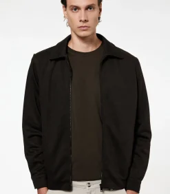 Heren Koton Heren Jas Viscose Blend Rits Zakdetails