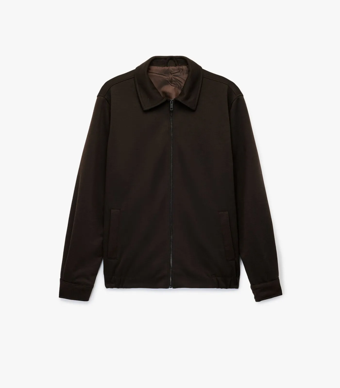 Heren Koton Heren Jas Viscose Blend Rits Zakdetails