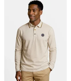 Heren J&JOY Heren poloshirt met lange mouwen in met patch