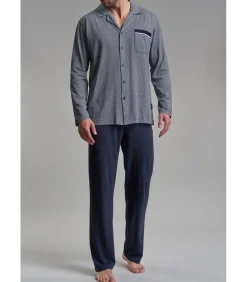 Heren Götzburg Heren Pyjama Geknoopt Blauw Print