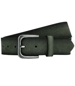 Heren Shirts & co heren riem reliëf leer olijfgroen