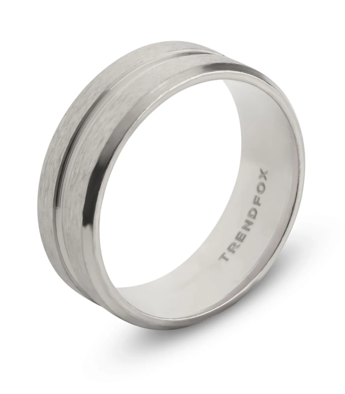 Clearance Heren Ring met Gegraveerde Streep - Zilver Kleurig - Staal Heren Ringen