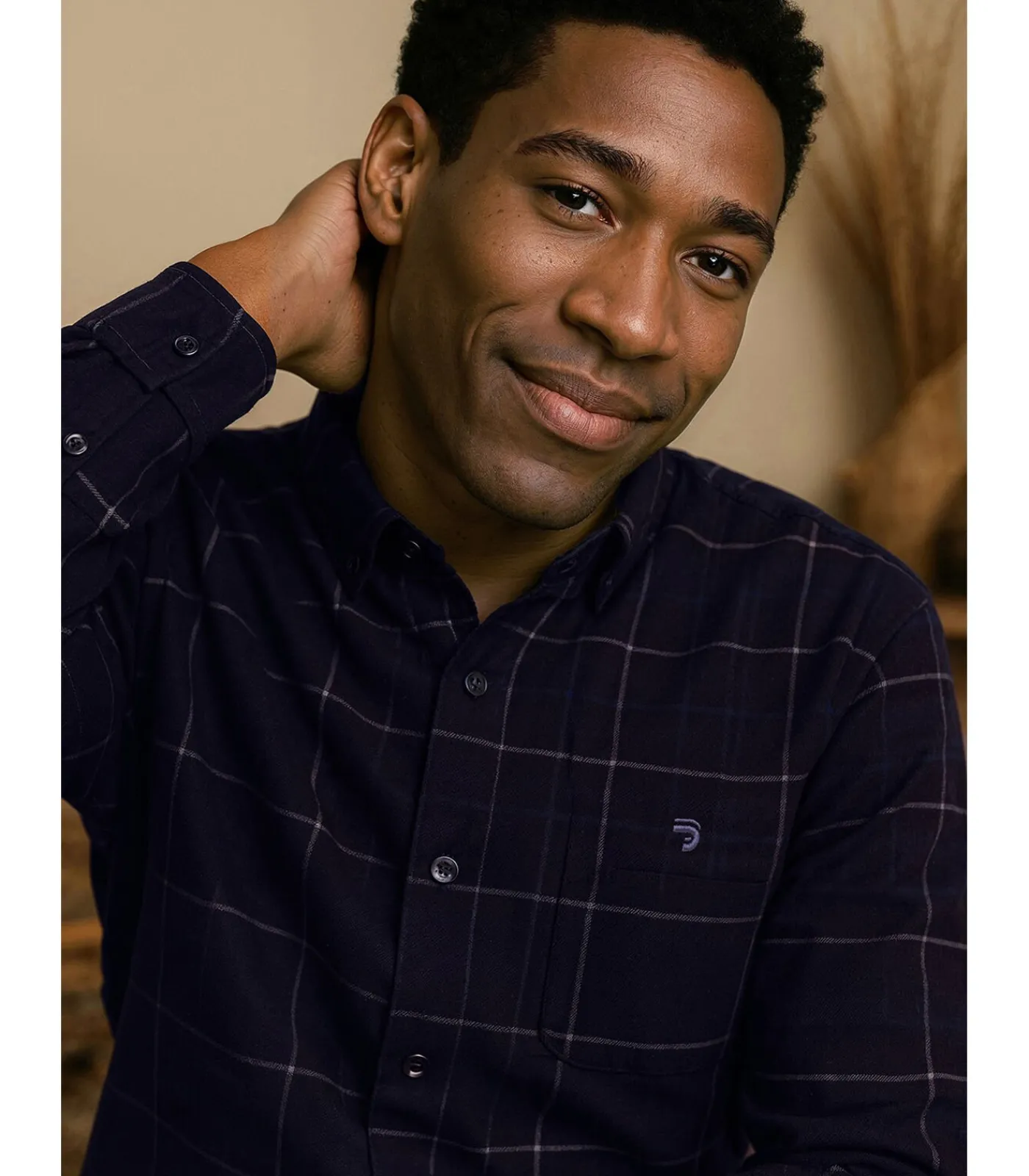 Heren J&JOY Herenblauw fluwelen overhemd