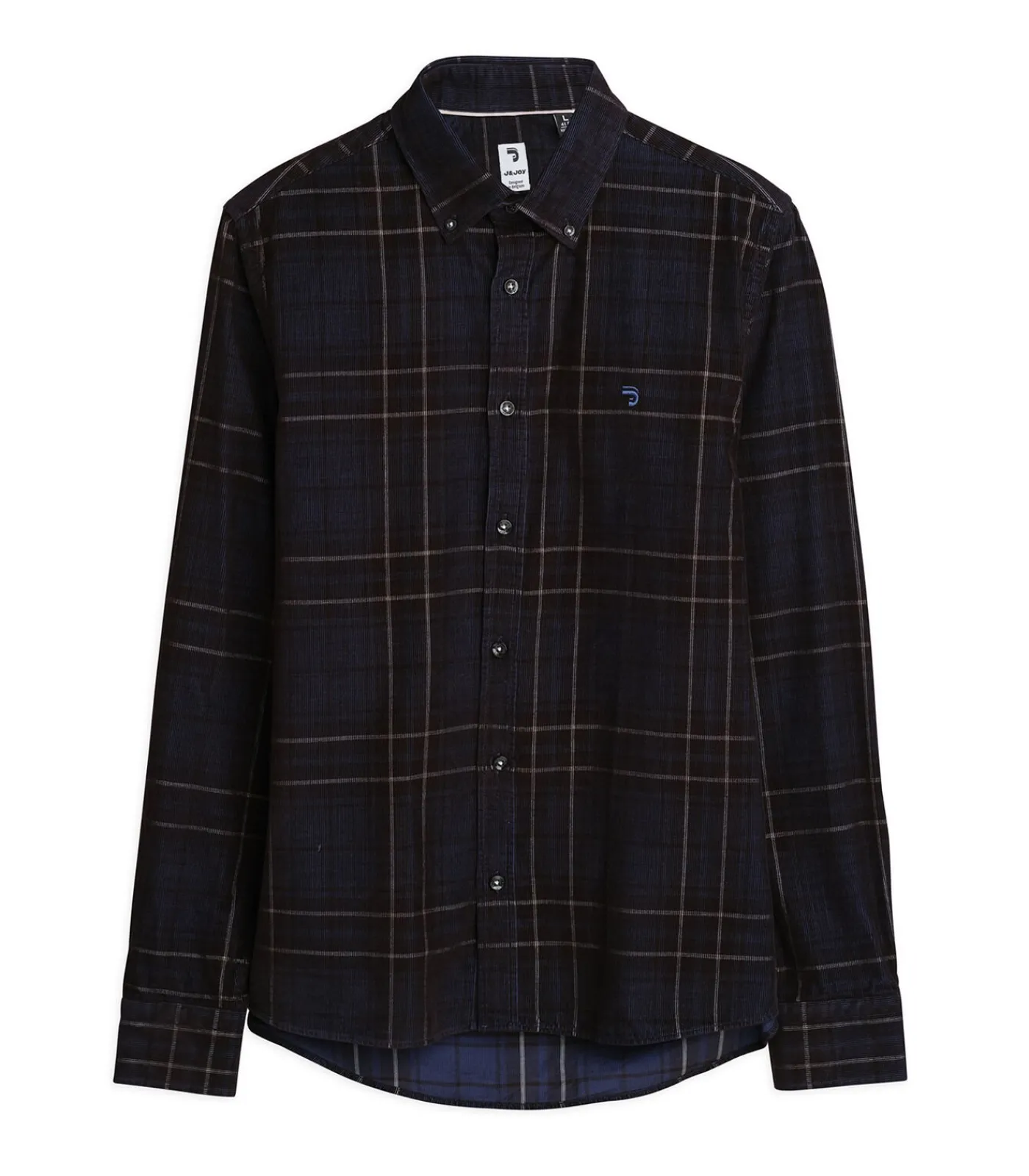 Heren J&JOY Herenblauw fluwelen overhemd