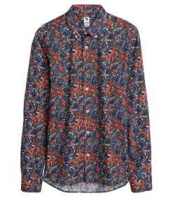Online Herenblauw overhemd met bloemenpatroon Heren Hemden