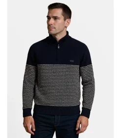 Discount Herentrui in twee texturen met hoge hals Heren Truien & Cardigans