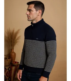 Discount Herentrui in twee texturen met hoge hals Heren Truien & Cardigans