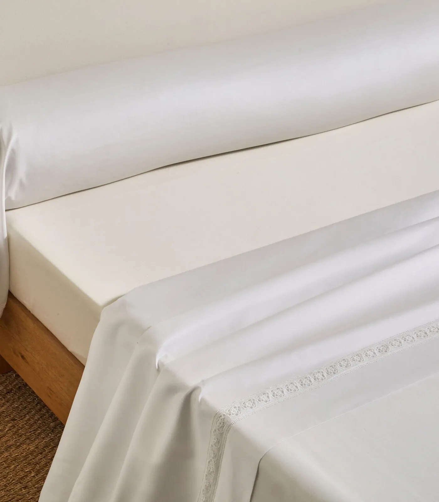 Clearance HERITAGE Blanc - Laken Satijn katoen Lakens