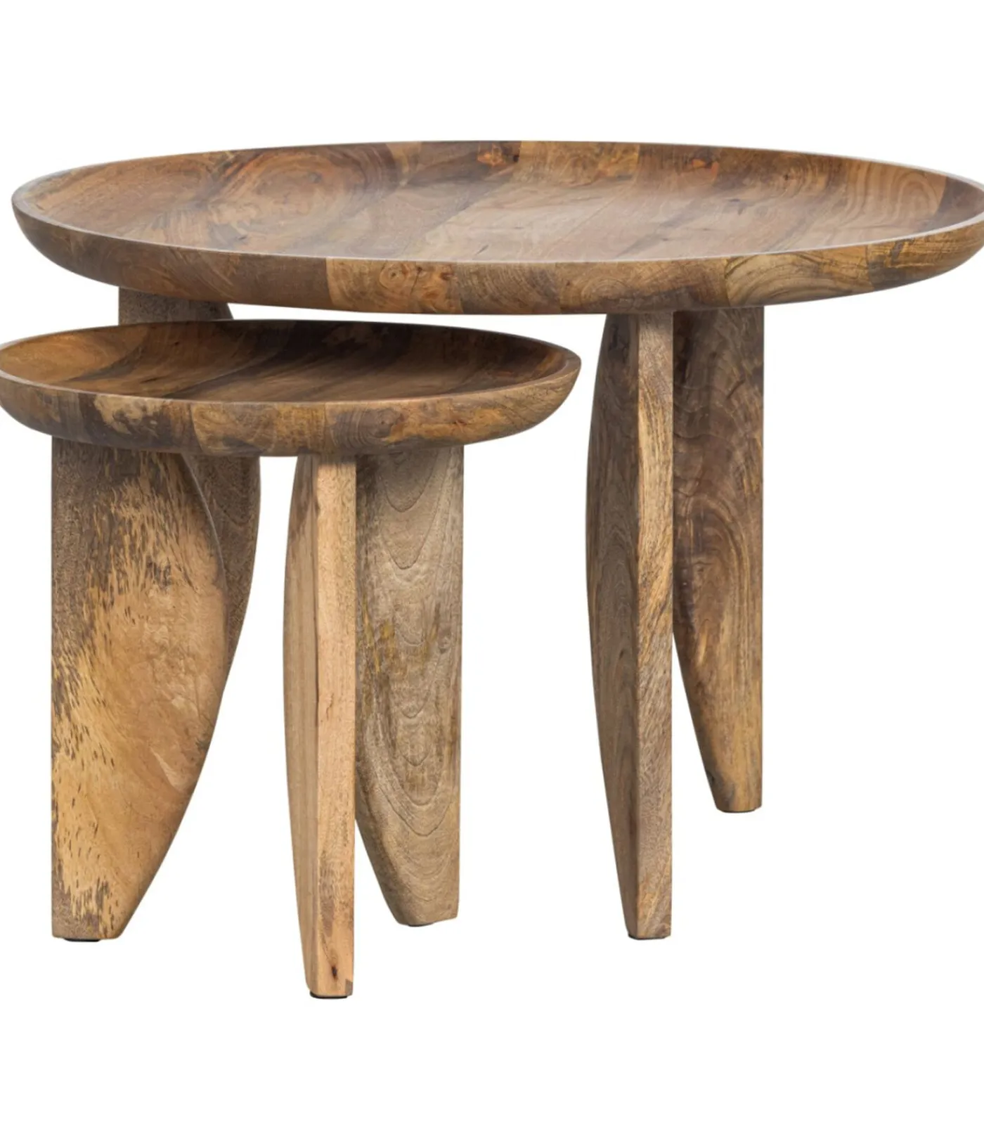 Hot High Heels Bijzettafels - Mangohout - Naturel - Set van 2 Tafels