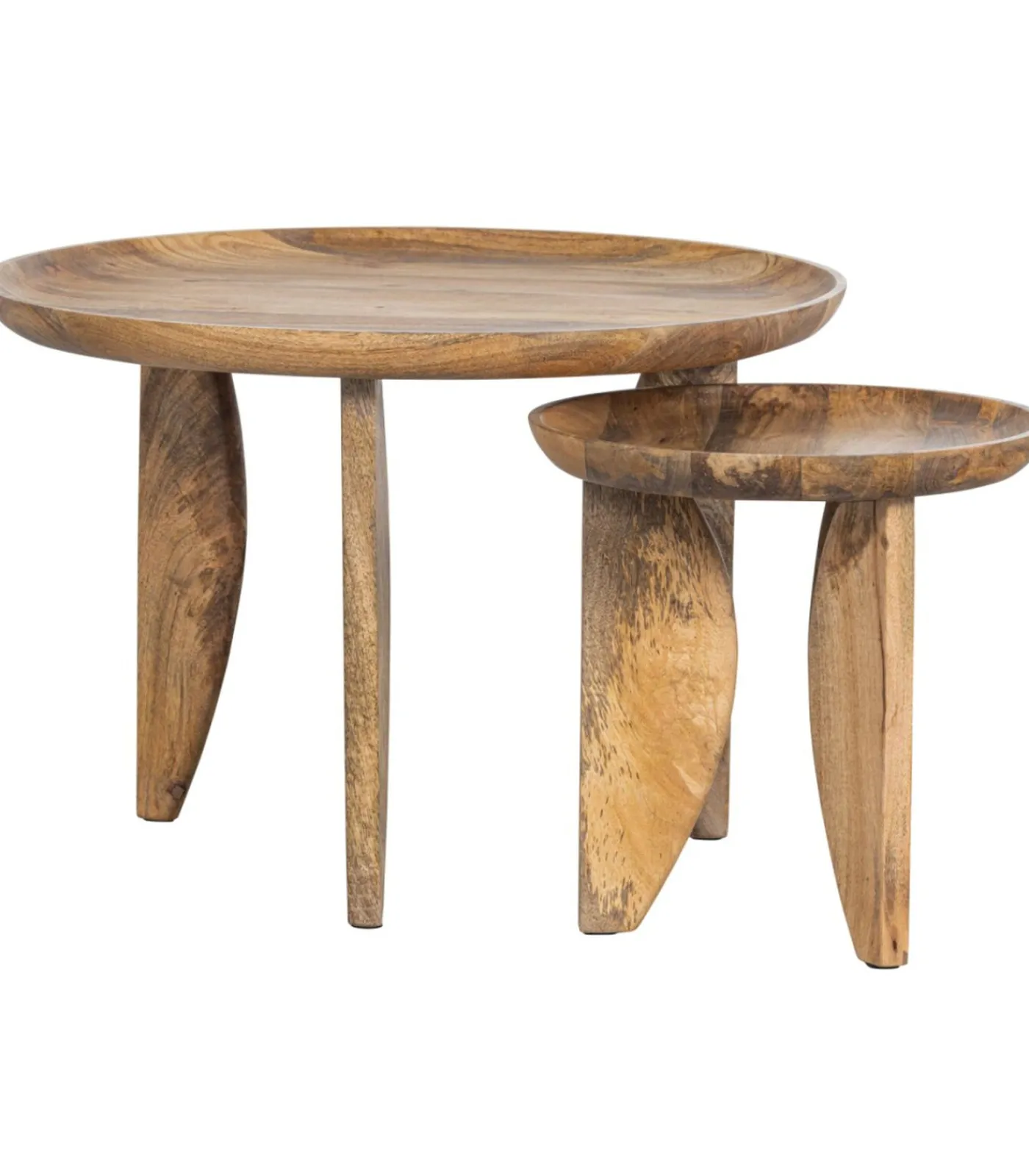 Hot High Heels Bijzettafels - Mangohout - Naturel - Set van 2 Tafels