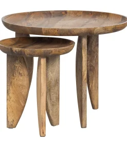 Hot High Heels Bijzettafels - Mangohout - Naturel - Set van 2 Tafels