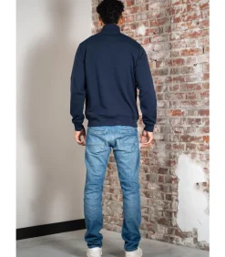 New High neck zip up fleece sweatshirt - navy Heren Truien & Cardigans