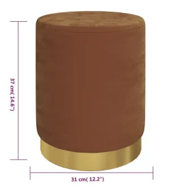 vidaXL Hocker met opbergruimte rond fluweel 31 x 37 cm bruin