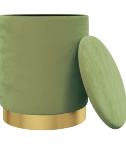 vidaXL Hocker met opbergruimte rond fluweel 31 x 37 cm mosterdgroen