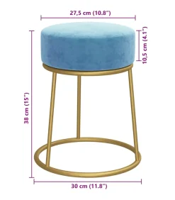 vidaXL Hocker rond fluweel lichtblauw