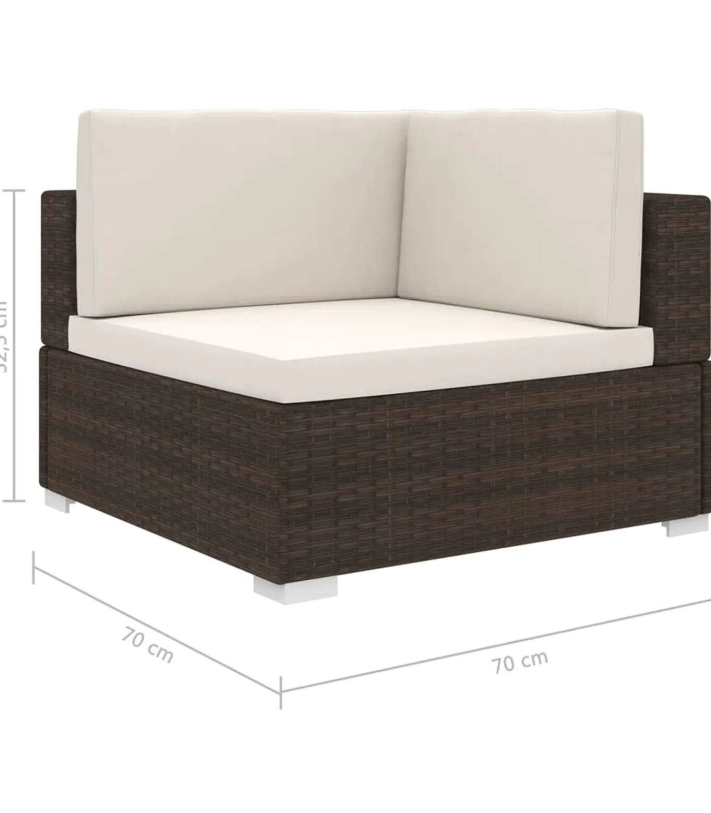 Best Hoekbank 1 st met kussens poly rattan bruin Tuinmeubelen