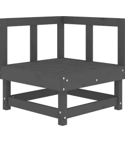 vidaXL Hoekbank met kussens massief grenenhout grijs