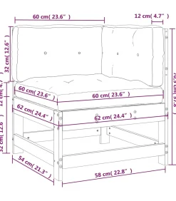 vidaXL Hoekbank met kussens massief grenenhout