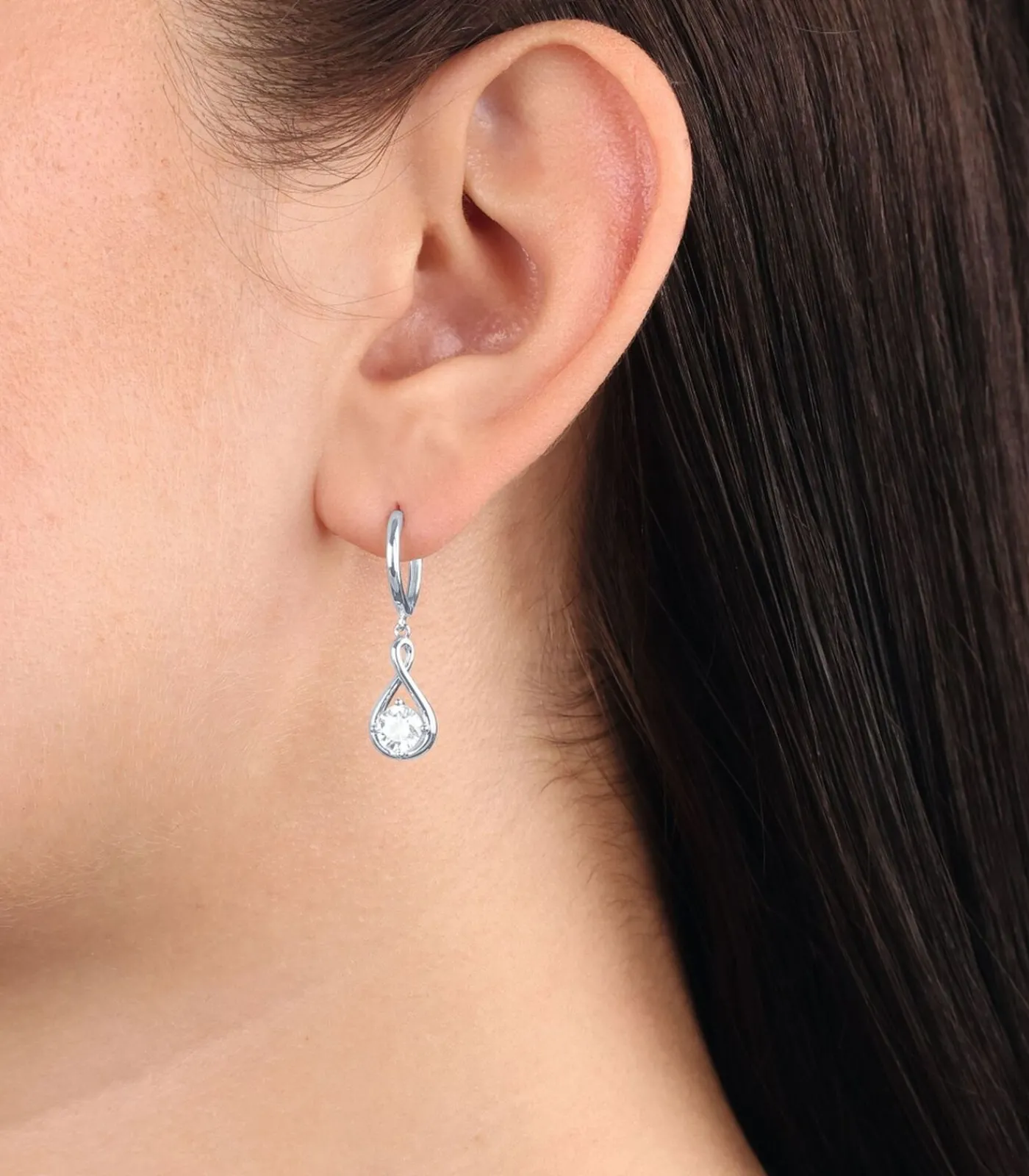 Outlet hoepel oorbellen voor dames, 925 Sterling zilver, zirkonia synth. DAMES Oorbellen