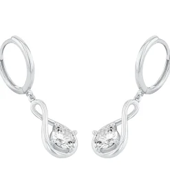 Outlet hoepel oorbellen voor dames, 925 Sterling zilver, zirkonia synth. DAMES Oorbellen