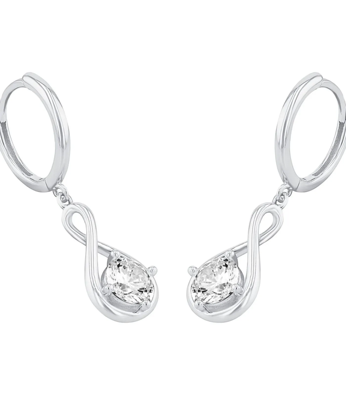 Outlet hoepel oorbellen voor dames, 925 Sterling zilver, zirkonia synth. DAMES Oorbellen