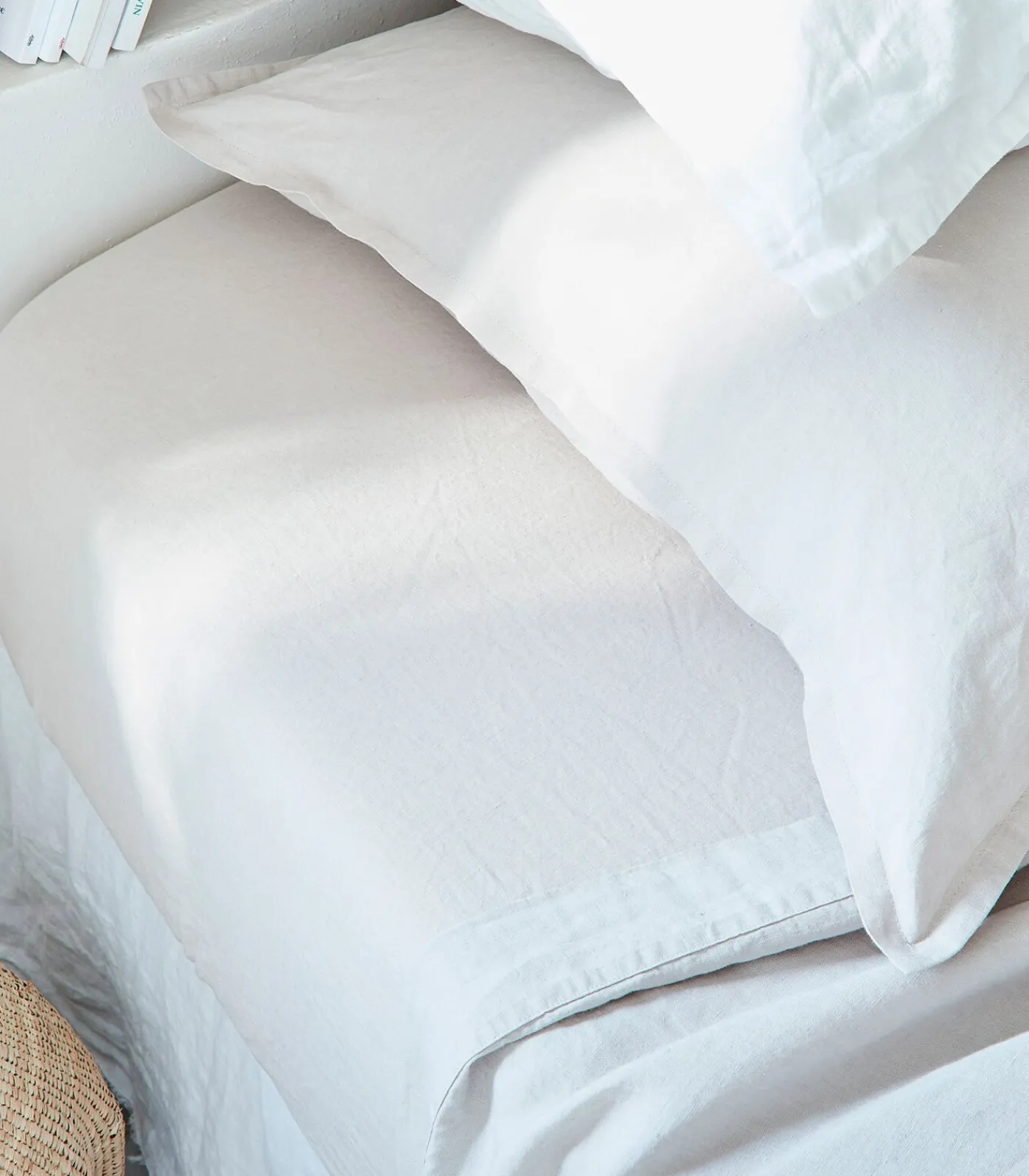 Blanc Cerise Hoeslaken van gewassen hennep, hoekhoogte 35 cm, FIJNE HENNEP