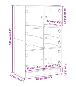vidaXL Hoge kast met deuren 68x37x109 cm bewerkt hout grijs sonoma