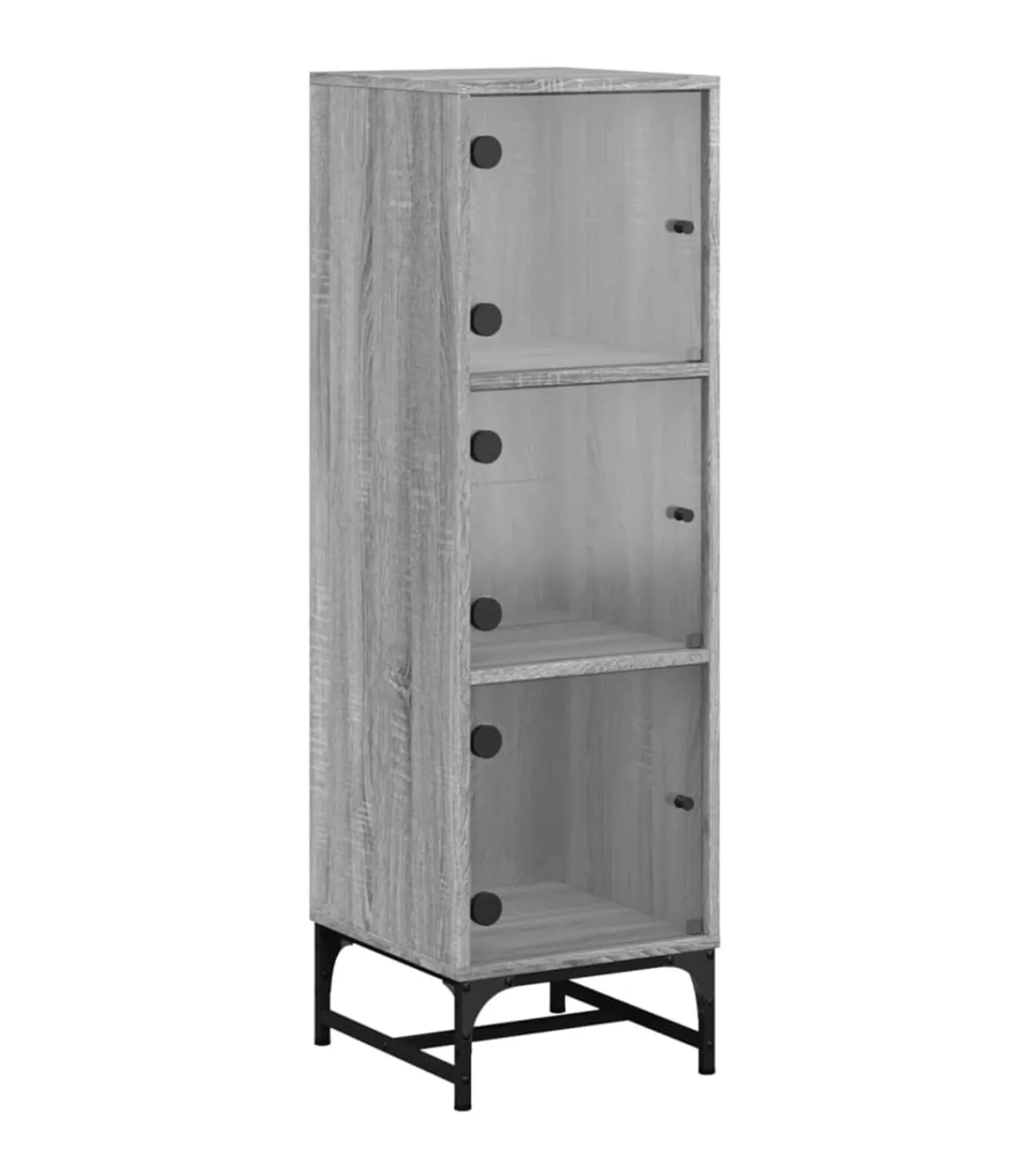 Clearance Hoge kast met glazen deuren 35x37x120 cm grijs sonoma eiken Meubels