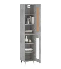 vidaXL Hoge kast 34,5x34x180 cm bewerkt hout betongrijs