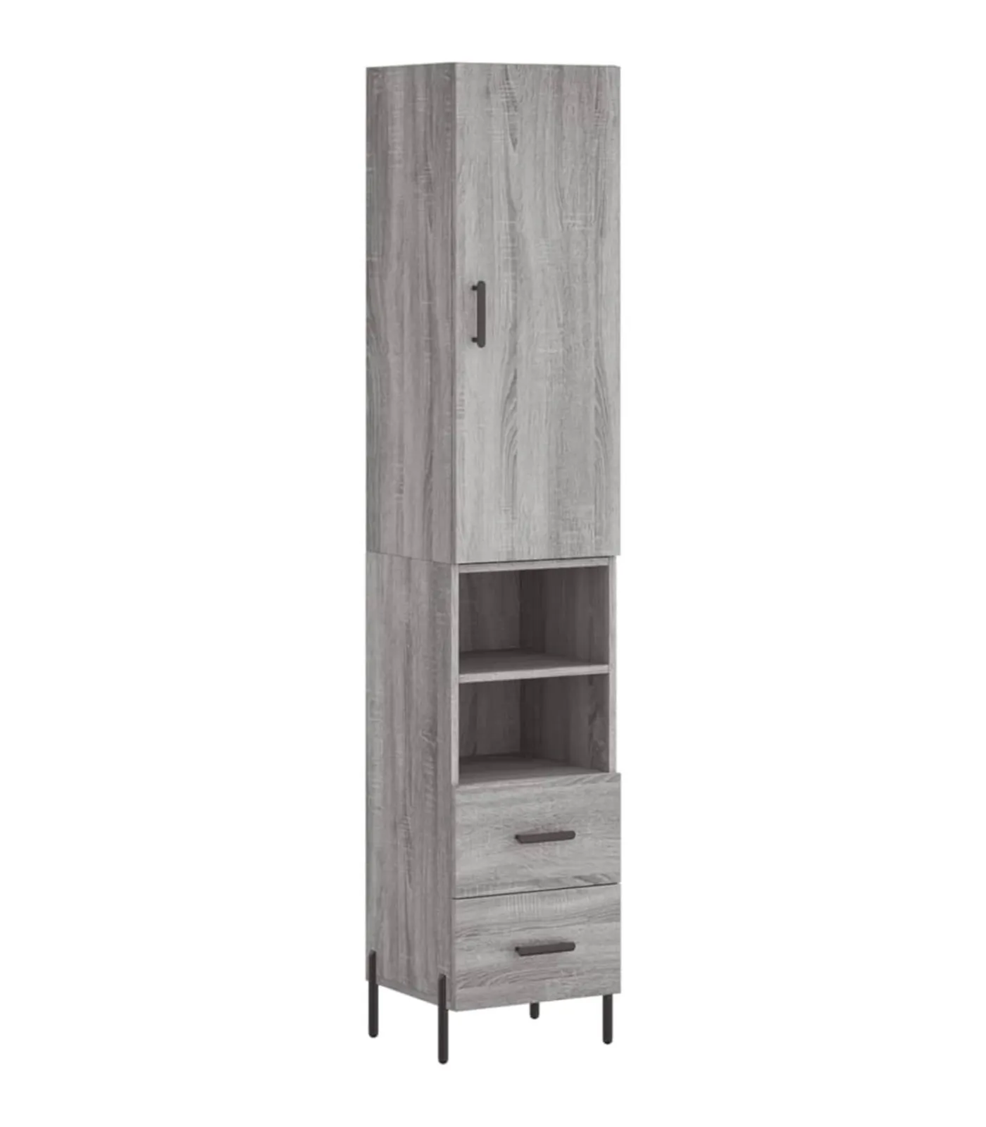 vidaXL Hoge kast 34,5x34x180 cm bewerkt hout grijs sonoma eikenkleurig